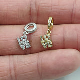 Tiny Opal I Love You Charms, Gold CZ Micro Pave Large Hole Bail Rings, Silver Big Hole LOVE Bracelets