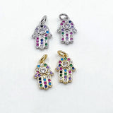 Heart Rainbow Charms, CZ Micro Pave Silver Gold Rainbow Tiny Heart for Earrings, Necklace