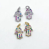Horn Rainbow Charms, CZ Micro Pave Silver Gold Rainbow Boho Horns for Earrings, Necklace LGBT Pride Minimalist Charms