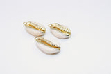 Cowrie Seashell Charm, Gold Edged Nautical Seashells Connectors #901, Beach Ocean Shell Charms Bracelet