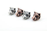 CZ Micro Pave Tiger Head Bead Charm, Leopard Head, Panther Cat Head Bead