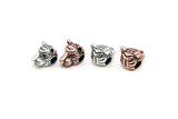 CZ Micro Pave Tiger Head Bead Charm, Leopard Head, Panther Cat Head Bead