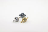 CZ Micro Pave Round Donuts Connectors, Two sided Paved Centers, Solitaire Links