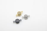 CZ Micro Pave Round Donuts Connectors, Two sided Paved Centers, Solitaire Links