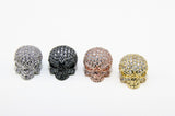 CZ Micro Pave Skull Head Beads, Rose, Gold