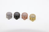 CZ Micro Pave Skull Head Beads, Rose, Gold