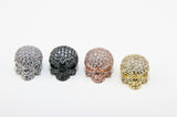 CZ Micro Pave Skull Head Beads, Rose, Gold