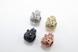 CZ Micro Pave Tiger Head Bead, Lion King Crown Head, Green Eye Panther Cat