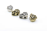 CZ Micro Pave Tiger Head Bead Charm, Leopard Head CZ Eye Panther Cat Heads #914, Antique Copper Gold - Antique Gold