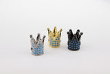 CZ Micro Pave Crown Shaped Beads, Blue Turquoise King Crown Spacer #913, Beaded Bracelets Necklaces