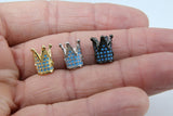 CZ Micro Pave Crown Shaped Beads, Blue Turquoise King Crown Spacer #913, Beaded Bracelets Necklaces