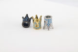 CZ Micro Pave Crown Shaped Beads, Blue Turquoise King Crown Spacer #913, Beaded Bracelets Necklaces