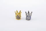 CZ Micro Pave Crown Shaped Beads, Blue Turquoise King Crown Spacer #913, Beaded Bracelets Necklaces