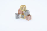 CZ Pave Square Cube Beads, Small Hole Spacer Beads, Black