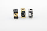 CZ Micro Pave Skull Head Rectangle Beads, Anchor Gold Black Pave Bracelet Beads, Square Spacers for Men's Jewelry Findings