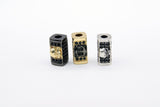 CZ Micro Pave Skull Head Rectangle Beads, Anchor Gold Black Pave Bracelet Beads, Square Spacers for Men's Jewelry Findings