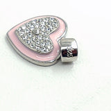 925 Sterling Silver CZ Enamel Heart Charms, CZ Pave Necklace Pendants #3137, Black