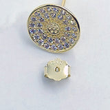 925 Silver Sterling Stud, 10 mm Cubic Zircons Disc Earrings #2554 , Gold Over 925 Sterling Silver Post