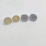 925 Silver Sterling Stud, 10 mm Cubic Zircons Disc Earrings #2554 , Gold Over 925 Sterling Silver Post