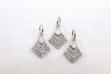 CZ Micro Pave Diamond Charm, White Opal Black, Gold Pendants