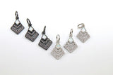 CZ Micro Pave Diamond Charm, White Opal Black, Gold Pendants