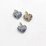 Heart Rainbow Charms, CZ Micro Pave Silver Gold Rainbow Tiny Heart for Earrings, Necklace