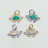 Tiny Opal Crab Charms, Gold Silver CZ Micro Pave Beach Ocean Nautical Sea Pendants for Bracelets, Earrings