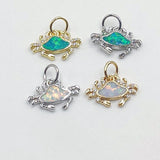 Tiny Opal Crab Charms, Gold Silver CZ Micro Pave Beach Ocean Nautical Sea Pendants for Bracelets, Earrings