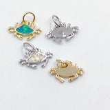 Tiny Opal Crab Charms, Gold Silver CZ Micro Pave Beach Ocean Nautical Sea Pendants for Bracelets, Earrings