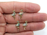 CZ Micro Pave Disc Stud Earrings, 2 Pairs Tiny 8 mm Round Gold Rainbow Post Hoops,Flamingo Earrings