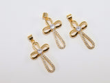 CZ Pave Gold Cross Charms, Gold Pendants for Necklace or Huggie Hoop Earrings Set #704, Rosary Chain Charm