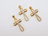 CZ Pave Gold Cross Charms, Gold Religious Pendants for Necklace or Huggie Hoop Earrings Set #704, Rosary Chain Charm