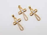 CZ Cross Hoop Earrings, Gold Huggie Latch back Earrings or Pendant Set, Minimalist Charm Hoop Earrings Jewelry