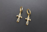 CZ Pave Gold Cross Charms, Gold Pendants for Necklace or Huggie Hoop Earrings Set #704, Rosary Chain Charm