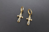 CZ Pave Gold Cross Charms, Gold Pendants for Necklace or Huggie Hoop Earrings Set #704, Rosary Chain Charm