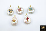 CZ Micro Pave Pearl Charms, Colorful Freshwater Pearls Cross, AG 923