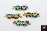 CZ Micro Pave Mardi Gras Connector, Gold Black Masquerade Shell New Orleans Mask Charms, Necklace