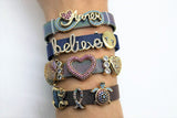 CZ Micro Pave Gold Heart Slider Charms, Butterfly Slider Bracelet, Ladybug Slide