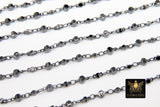 Silver Beaded Rosary Chain, Chain for Jewelry Necklace CH #225, Matte Metal Beads Satellite Boho Choker