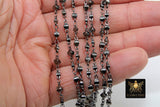 Black Beaded Chain, Religious Chain for Jewelry CH# 226, Moroccan Metal Satellite Style