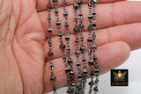 Black Beaded Chain, Religious Chain for Jewelry CH# 226, Moroccan Metal Satellite Style