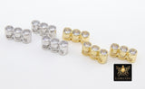 CZ Micro Pave Slider Bar Beads, Gold, Silver Charms Slide