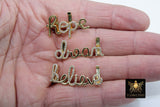 CZ Micro Pave Hope, Dream, Believe Slider Charms,Inspirational Faith Quote Slider Bracelet