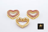 CZ Micro Pave Heart Slider Charms, Pink CZ Charms Slider Bracelet, Heart Pendant on 10 mm Flat Leather or Color Watch Straps Jewelry