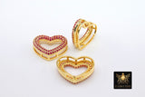 CZ Micro Pave Heart Slider Charms, Pink CZ Charms Slider Bracelet, Heart Pendant on 10 mm Flat Leather or Color Watch Straps Jewelry