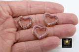 CZ Micro Pave Heart Slider Charms, Pink CZ Charms Slider Bracelet, Heart Pendant on 10 mm Flat Leather or Color Watch Straps Jewelry