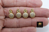 CZ Micro Pave Pineapple Slider Charms, Gold 3D Fruit Charms, Tropical Beach Bracelet