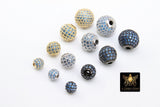 CZ Micro Pave Aquamarine Balls, 2 Pcs Silver 6 mm, 8 mm