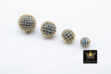 CZ Micro Pave Blue Ball, Gold 6 mm, 8 mm