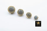 CZ Micro Pave Blue Ball, Gold 6 mm, 8 mm